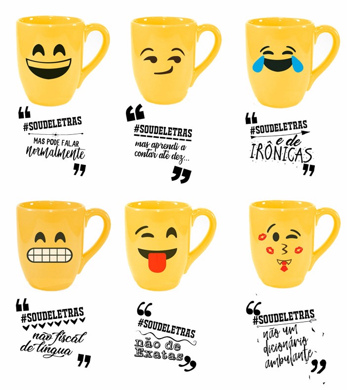 Caneca emoji #soudeletras